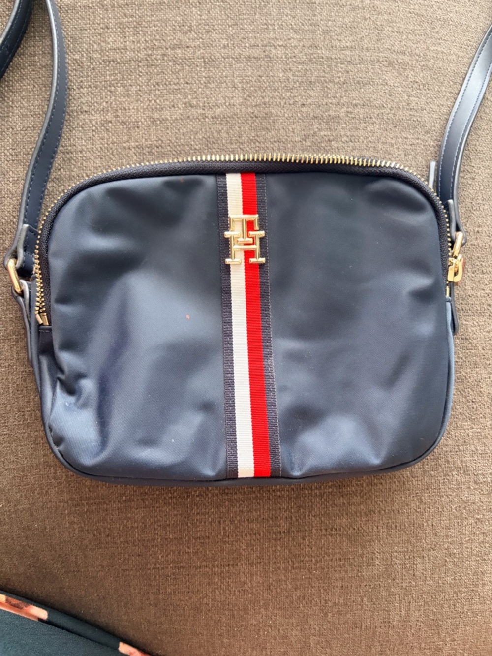 Tommy Hilfiger Navy Crossbody with Red, Blue & White Center Stripe